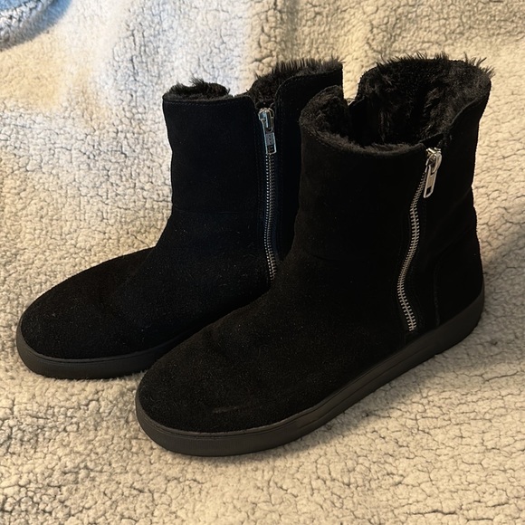 J Slides Black Suede Leather Double Zipper Calf Boots 9.5 M - Picture 11 of 11